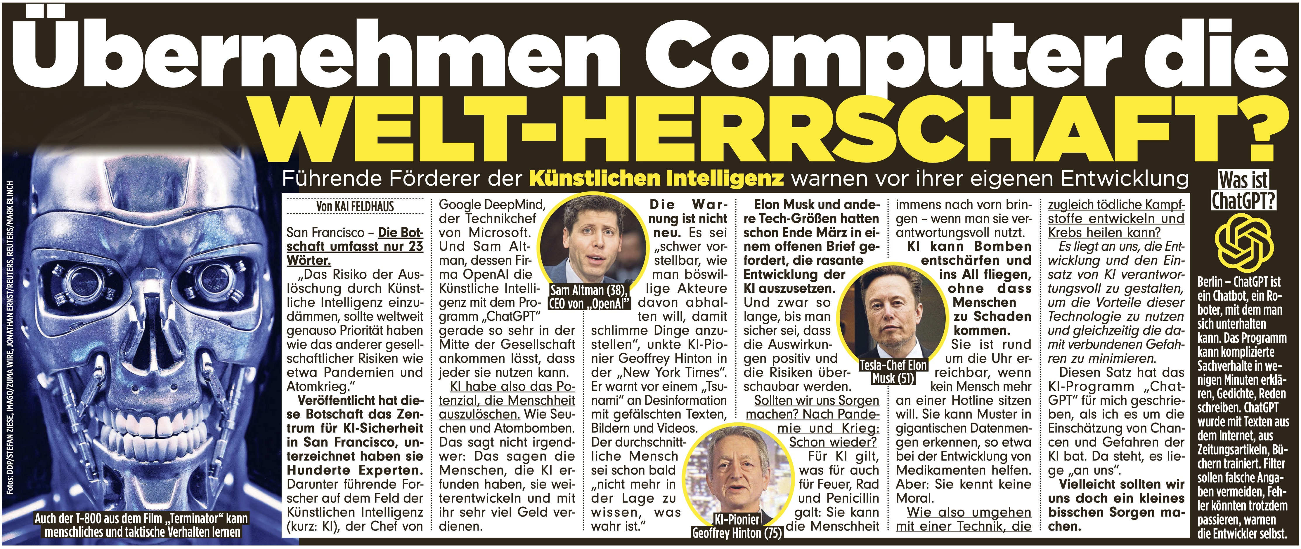 Artikel aus der «Bild» mit dem Titel «Übernehmen Computer die Welt-Herrschaft?».
